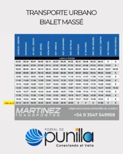 Horario Transorte Urbano Bialet Massé